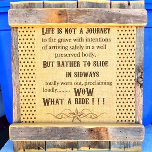 COWBOY DECOR, 14x17 Hand Crafted on Barnwood $ Burlap